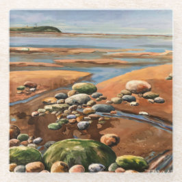 タイドアウト海岸ビーチ海シーン ガラスコースター