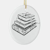 タイドスタックブックスヴィンテージスケッチイラストレーション セラミックオーナメント (右)