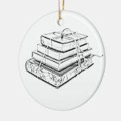 タイドスタックブックスヴィンテージスケッチイラストレーション セラミックオーナメント (左)