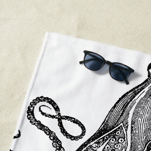 タイドテンタクルズ |タコをテーマにした名前をカスタムする ビーチタオル (インサイチュ)