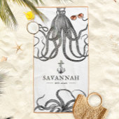 タイドテンタクルズ |タコをテーマにした名前をカスタムする ビーチタオル