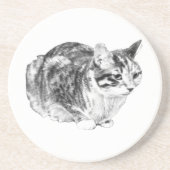 タイニーギャラリー: クッションの上のトラ猫 コースター (正面)