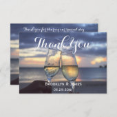 タイニーサンセットオンビーチ結婚式サンキューカード サンキューカード (正面/裏面)