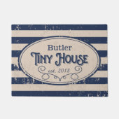 タイニーハウスパーソナライズされたネイビーブルー ドアマット (正面)