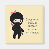 タイニー忍者ガール引用文オンイエロー マグネット (正面)