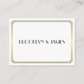 タイニー素晴らしギャツビーアールデコ金ゴールドホワイトウェディングRSVP エンクロージャーカード (裏面)