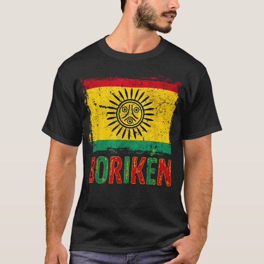 タイノ・ネイションの旗 ボリケン ボリンケン ネイティブ Tシャツ (正面)