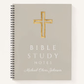 タイパーソナライズされたペベージュ宗教十字架 ノートブック (正面)