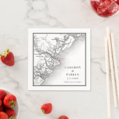 タイビーアイランドジョージアの地図エレガントな結婚式 スタンダードカクテルナプキン (インサイチュ)