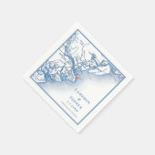 タイビーアイランドジョージアエレガントの地図ネイビ結婚ーズ スタンダードカクテルナプキン (角)