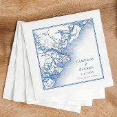 タイビーアイランドジョージアエレガントの地図ネイビ結婚ーズ スタンダードカクテルナプキン