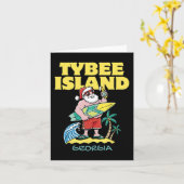 タイビーアイランドジョージアサンタクリスマスサーフィン カード (黄色い花)