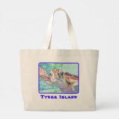 タイビーアイランドジョージア水彩ウミガメ ラージトートバッグ (裏面)