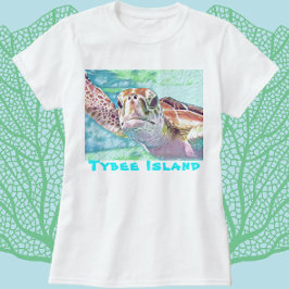 タイビーアイランドジョージア水彩ウミガメTシャツ Tシャツ