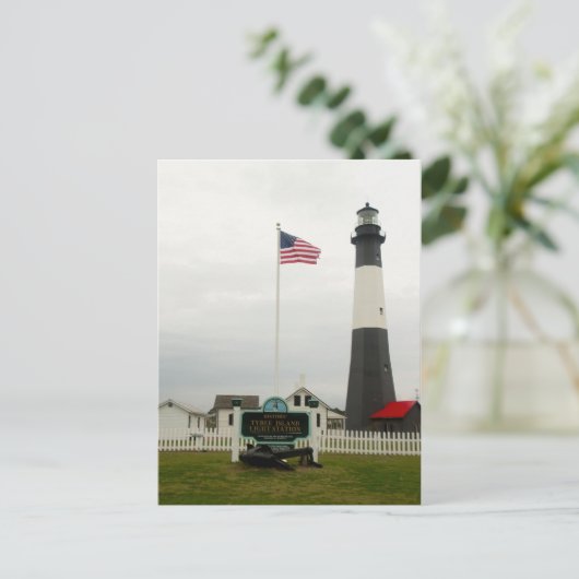 タイビーアイランドライトハウスジョージア州旗 ポストカード (スタンド正面)