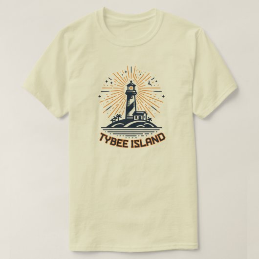 タイビーアイランド ジョージア州灯台日の出 Tシャツ (デザイン正面)