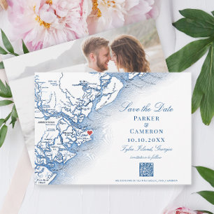 タイビーエレガントアイランドジョージアの地図ネイビー結婚ズ セーブザデート