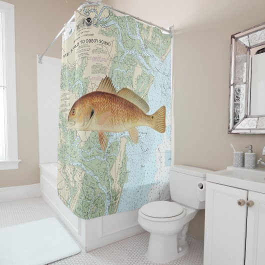 タイビー島の赤いドラムからDoboyサウンドチャート シャワーカーテン (インサイチュ)