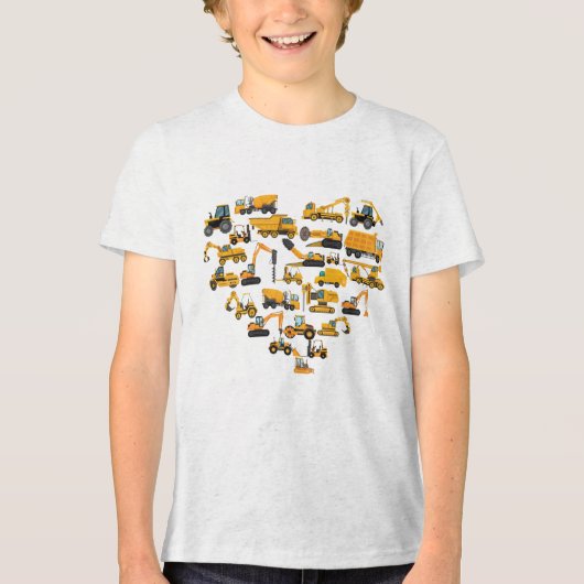 タイプの建築掘削機ブルドーザーバレンタイン トライブレンドTシャツ (正面)