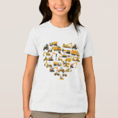 タイプの建築掘削機ブルドーザーバレンタイン トライブレンドTシャツ (正面)
