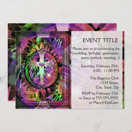 [タイプの色とハートセンター] 招待状 (正面/裏面)