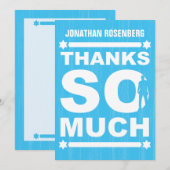 タイプはっきりしたバー（ユダヤ教の）バル・ミツバーサンキューカードインライトブルー サンキューカード (正面/裏面)