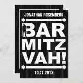 タイプはっきりしたバー(ユダヤ教の)バル・ミツバー招待状インブラック 招待状 (正面/裏面)