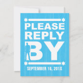 タイプはっきりしたバー(ユダヤ教の)バル・ミツバー返信カード(ライトブルー) 招待状 (裏面)