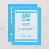 タイプはっきりしたバー(ユダヤ教の)バル・ミツバー返信カード(ライトブルー) 招待状 (正面/裏面)