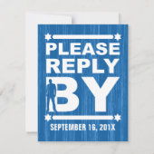 タイプはっきりしたバー（ユダヤ教の）バル・ミツバー返信カード（青） 招待状 (裏面)
