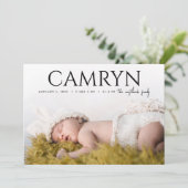 タイプはっきりしたベビー誕生写真発表少年ガール 案内状 (スタンド正面)