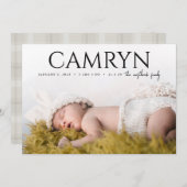 タイプはっきりしたベビー誕生写真発表少年ガール 案内状 (正面/裏面)