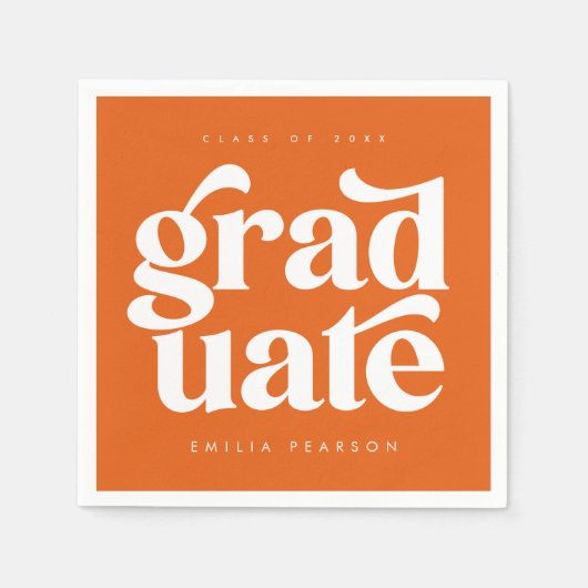 タイプはっきりしたモダンオレンジ卒業パーティナプキンス スタンダードカクテルナプキン (正面)