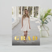 タイプはっきりした卒業フルフォト 箔招待状 (立ち正面)