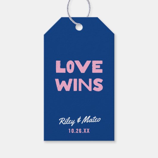タイプはっきりしたLOVE WINSカラフル結婚式の引き出物 ギフトタグ (正面)