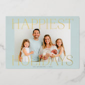 タイプエレガントクリスマスフォトライトアクアシルバー 箔シーズンカード (正面)