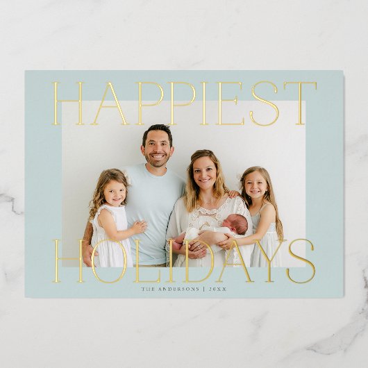 タイプエレガントクリスマスフォトライトアクアシルバー 箔シーズンカード (正面)