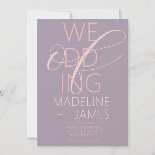 タイプエレガント消音プラムピンク結婚式招待状 招待状 (正面)