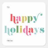 タイプカラフルハッピーホリデーズギフト スクエアシール (正面)