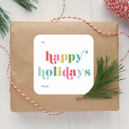 タイプカラフルハッピーホリデーズギフト スクエアシール