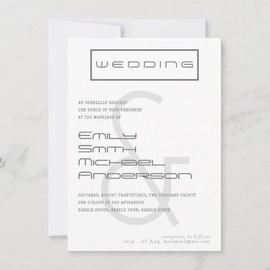 タイプセットアンパサンドはっきりしたフォト結婚式招待状 招待状 (正面)