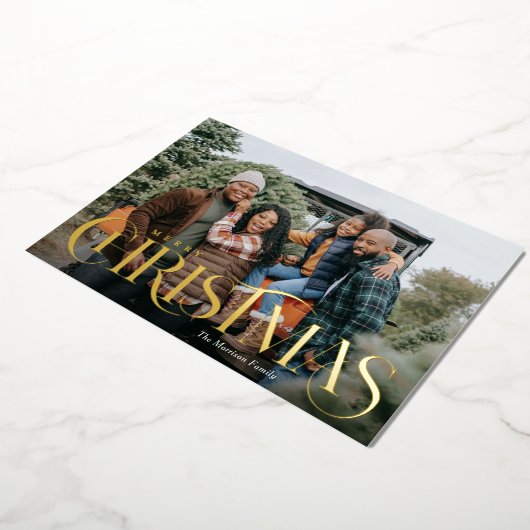 タイプファンシーメリークリスマスフォトフォイルホリデーカード 箔シーズンカード (回転した状態)