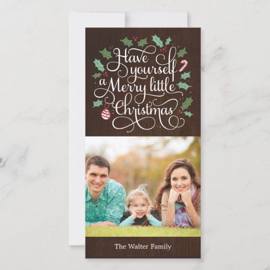 タイプメリークリスマスの休日のフォトカード シーズンカード (正面)