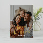 タイプモダンハッピーホリデーズフォトフォイルホリデーカード 箔シーズンカード (立ち正面)