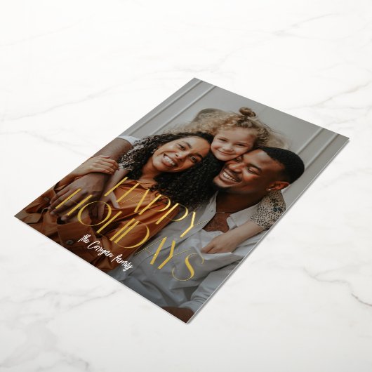 タイプモダンハッピーホリデーズフォトフォイルホリデーカード 箔シーズンカード (回転した状態)