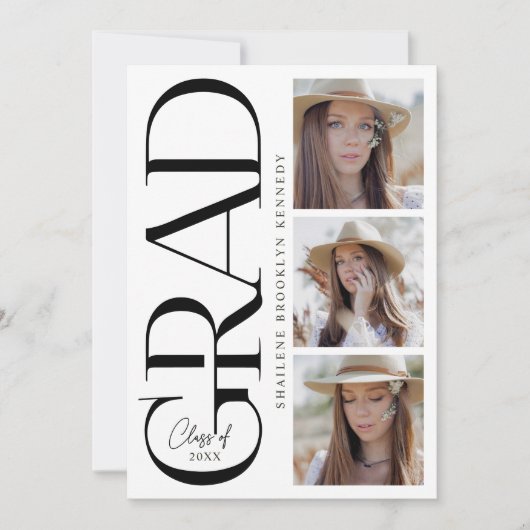 タイプモダン卒業式パーティフォト招待状カード セーブザデート (正面)