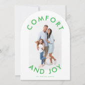 タイプモダン心地よいジョイ写真クリスマスアーチカード 招待状 (正面)