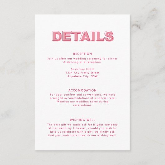 タイプモダン文字はっきりした詳細エンクロージャカード エンクロージャーカード (正面)