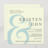 タイプモダン結婚式招待状アイボリー青灰色 招待状 (正面/裏面)