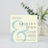 タイプモダン結婚式招待状アイボリー青灰色 招待状 (スタンド正面)